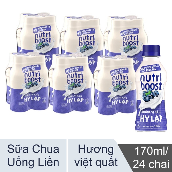 Thùng 24 chai sữa chua uống Nutriboost việt quất 170ml