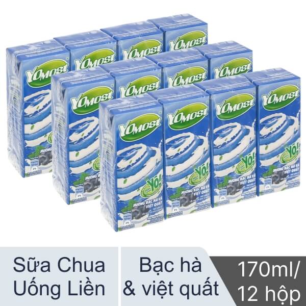 3 lốc sữa chua YoMost bạc hà & việt quất 170ml