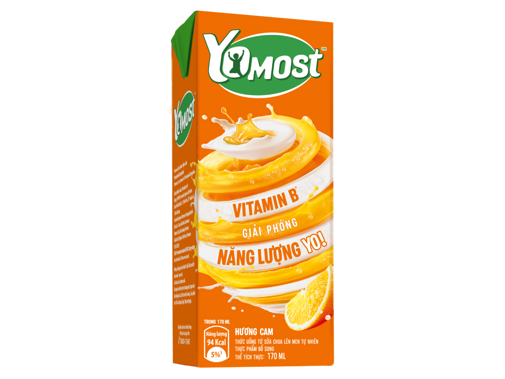 Lốc 4 hộp sữa chua uống hương cam YoMost 170ml