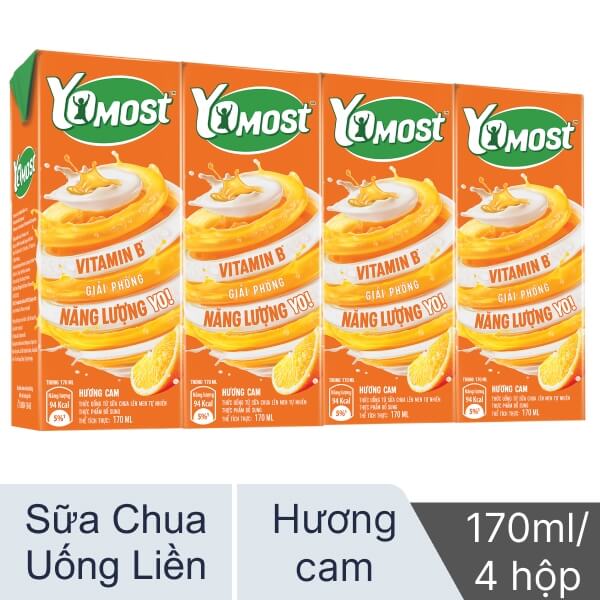 Lốc 4 hộp sữa chua YoMost cam 170ml