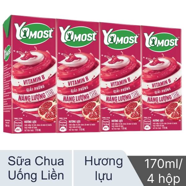 Lốc 4 hộp sữa chua YoMost lựu 170ml