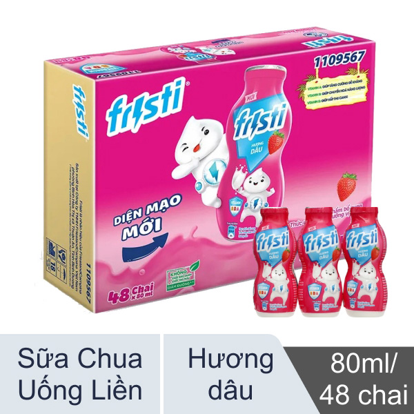Thùng 48 chai sữa chua Fristi dâu 80ml