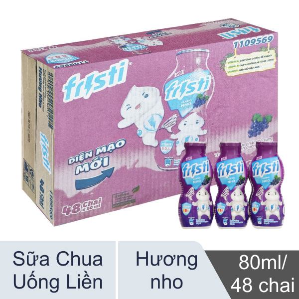 Thùng 48 chai sữa chua Fristi nho 80ml