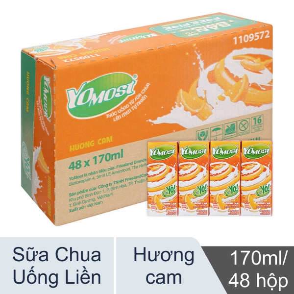 Thùng 48 hộp sữa chua YoMost cam 170ml