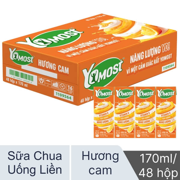Thùng 48 hộp sữa chua YoMost cam 170ml