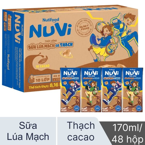 48 hộp sữa ca cao có thạch Nuvi 170ml