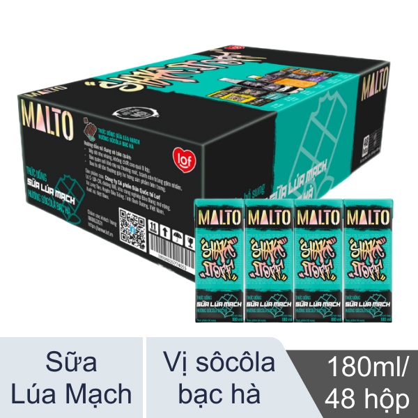 48 hộp sữa lúa mạch bạc hà LOF Malto 180ml