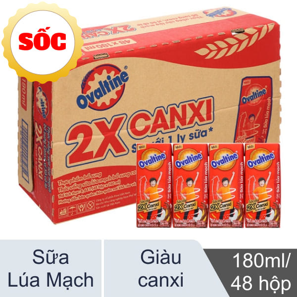 48 hộp sữa Ovaltine canxi 180ml
