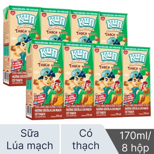 2 lốc sữa lúa mạch Lof Kun có thạch 170ml