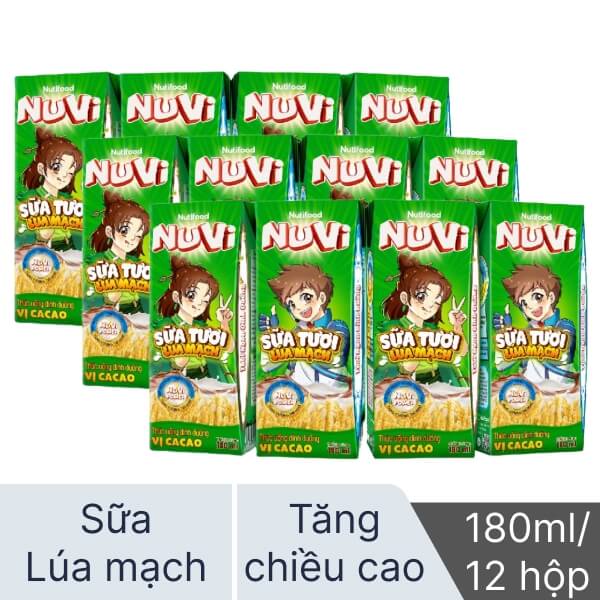 3 lốc sữa lúa mạch Nuvi cacao 180ml