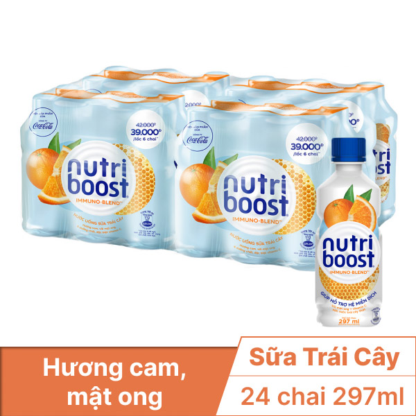 Thùng 24 chai sữa trái cây Nutriboost cam 297ml