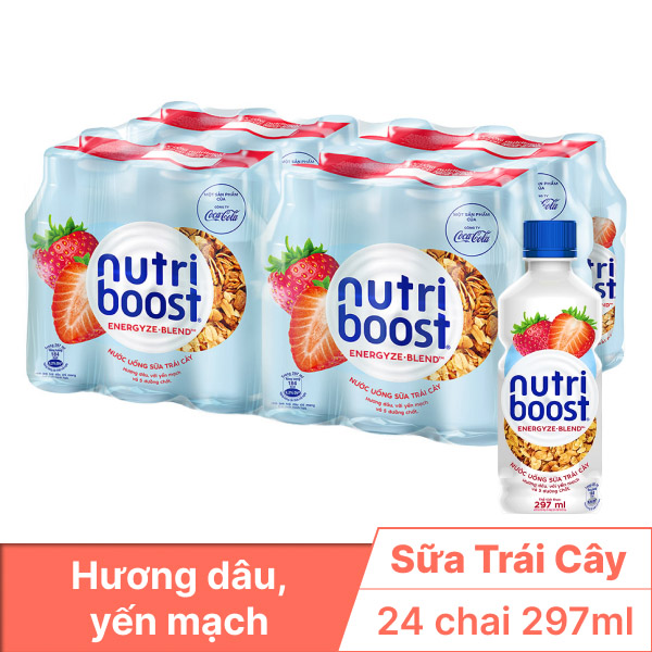Thùng 24 chai sữa trái cây Nutriboost dâu 297ml