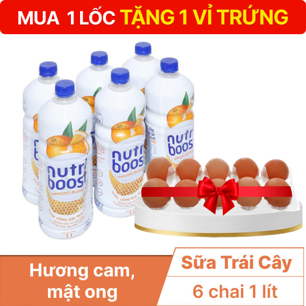 6 chai sữa trái cây Nutriboost cam 1 lít