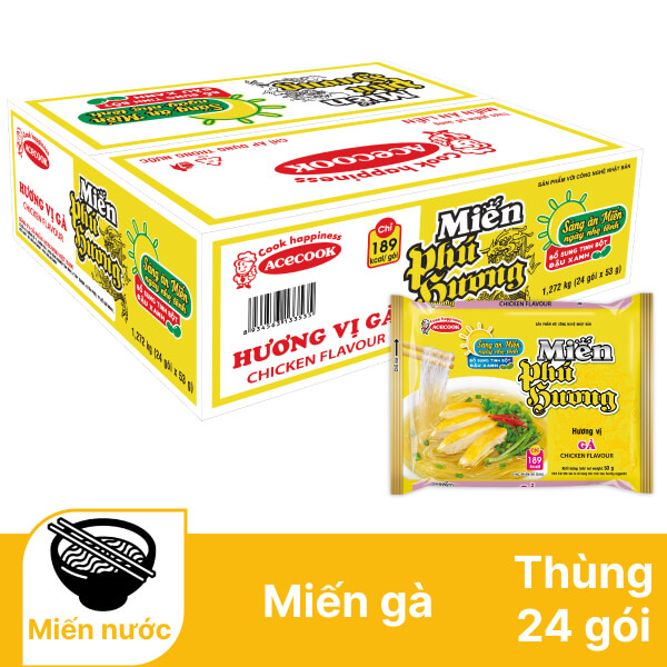 Thùng 24 gói miến gà Phú Hương 53g