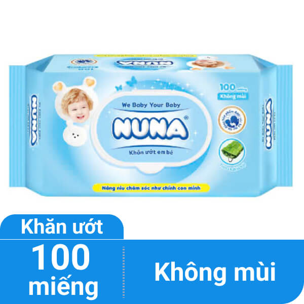 Khăn ướt em bé Nuna không mùi gói 100 miếng