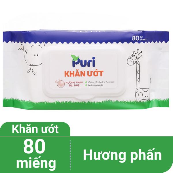 Khăn ướt Puri hương phấn gói 80 miếng