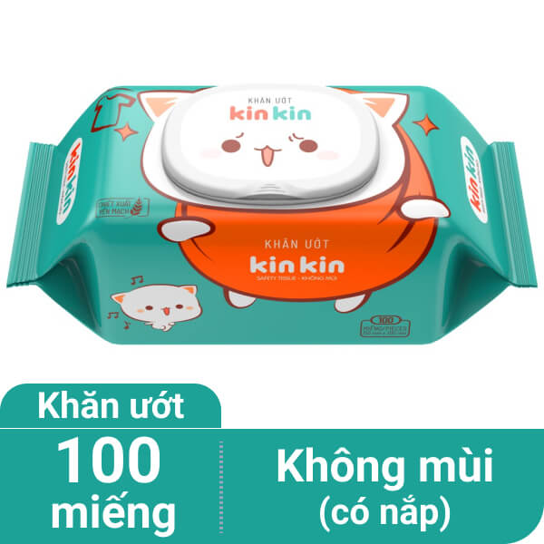 Khăn ướt có nắp KinKin không mùi gói 100 miếng