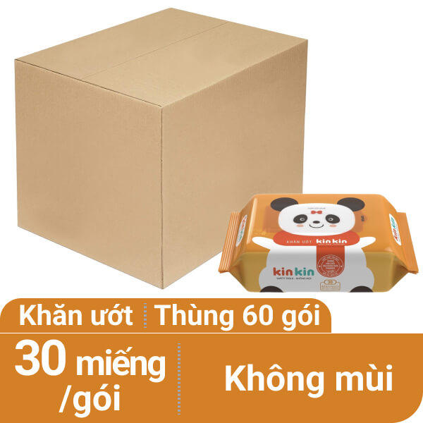 Thùng 60 gói khăn ướt KinKin không mùi 30 miếng