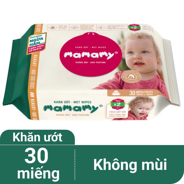 Khăn ướt em bé Mamamy không mùi gói 30 miếng