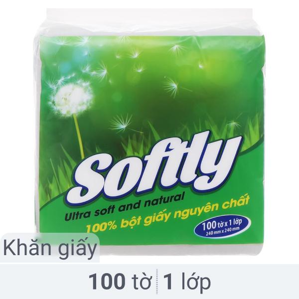 Khăn giấy ăn Softly 1 lớp 100 tờ
