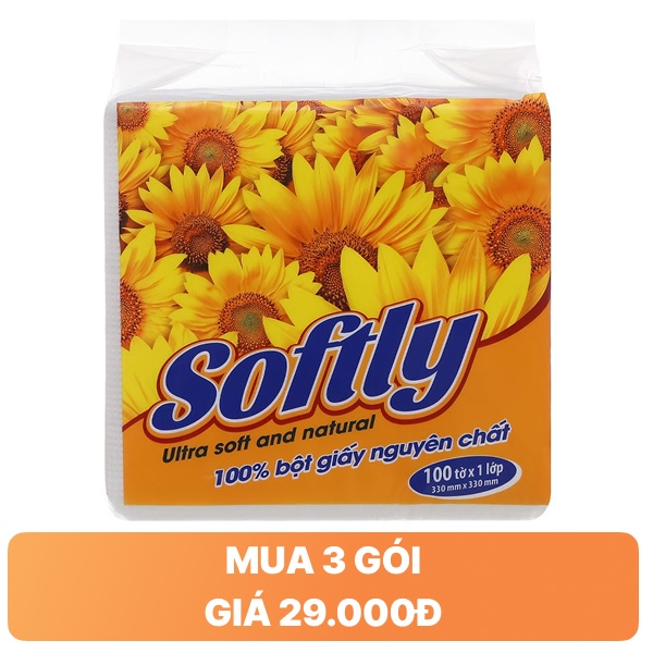Khăn ăn Softly 1 lớp 100 tờ