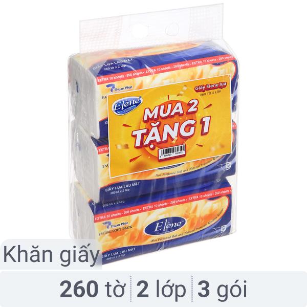 3 gói khăn giấy lụa Elène 2 lớp 260 tờ