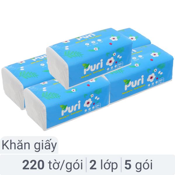 5 gói khăn giấy Puri 2 lớp 220 tờ
