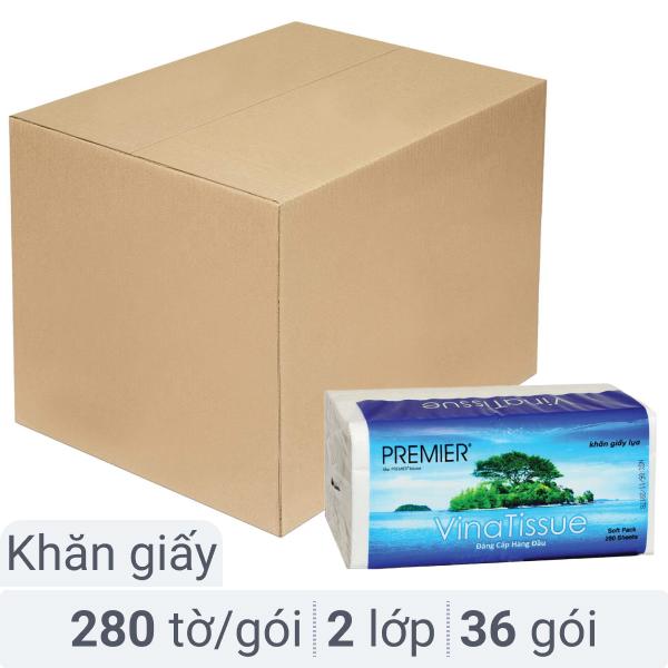 Thùng 36 gói khăn giấy PREMIER VinaTissue 2 lớp 280 tờ