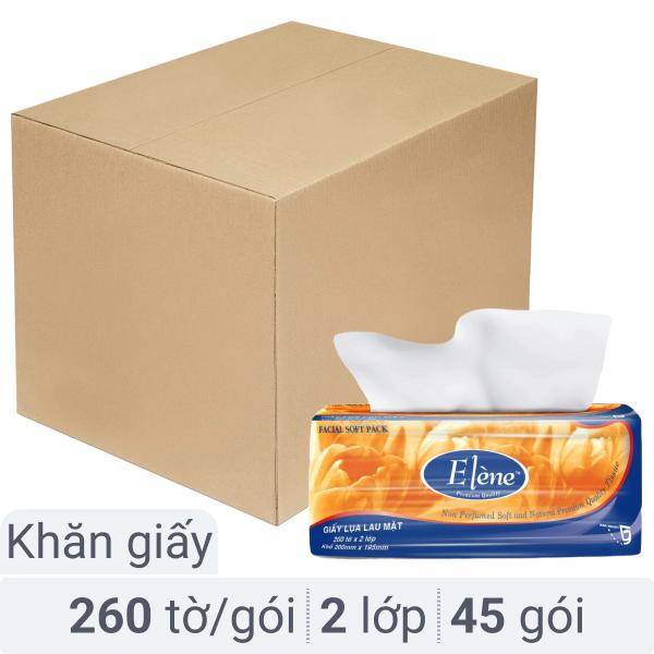 Thùng 45 gói khăn giấy lụa Elène 2 lớp 260 tờ