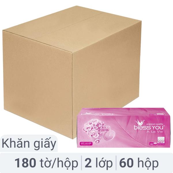 Thùng 60 hộp khăn giấy Bless You À La Vie 2 lớp 180 tờ