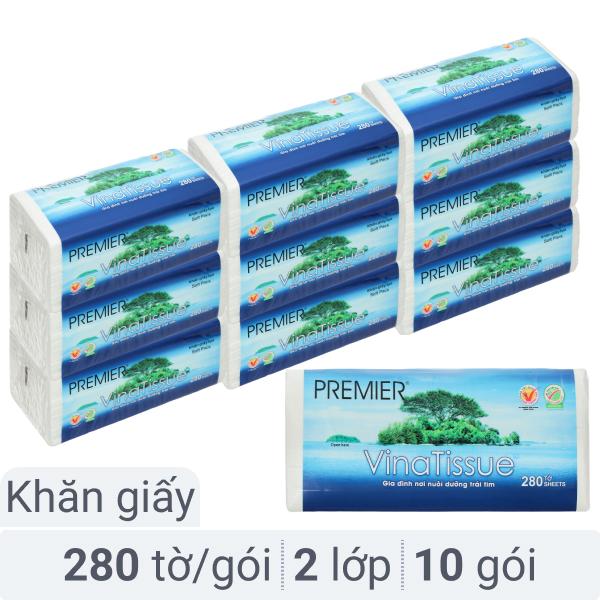 Combo 10 gói khăn giấy PREMIER VinaTissue 2 lớp 280 tờ