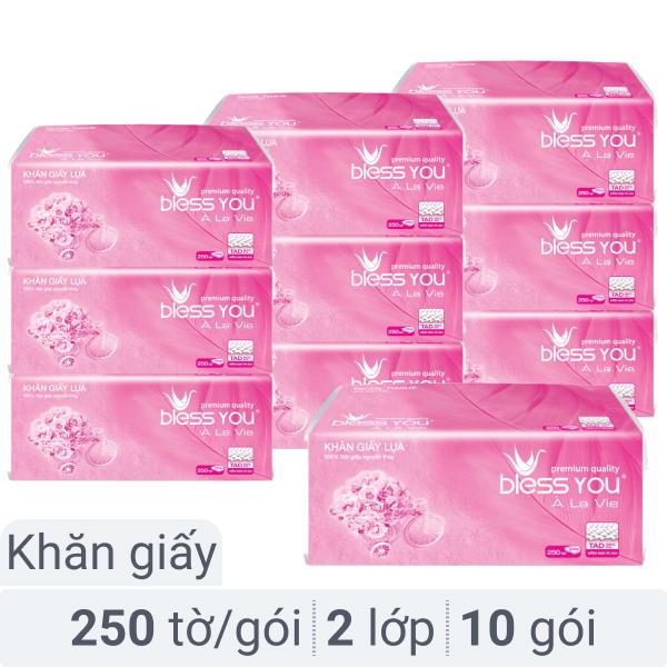 Combo 10 gói khăn giấy Bless You À La Vie 2 lớp 250 tờ