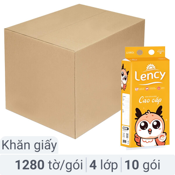 Thùng 10 gói giấy rút đa năng Lency 4 lớp 1280 tờ