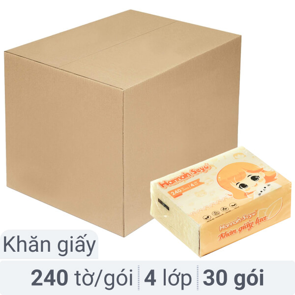 Thùng 30 gói khăn giấy lụa Hannah-Seyo 4 lớp 240 tờ