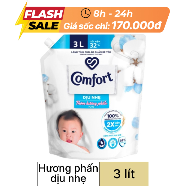 Nước xả cho bé Comfort dịu nhẹ túi 3 lít