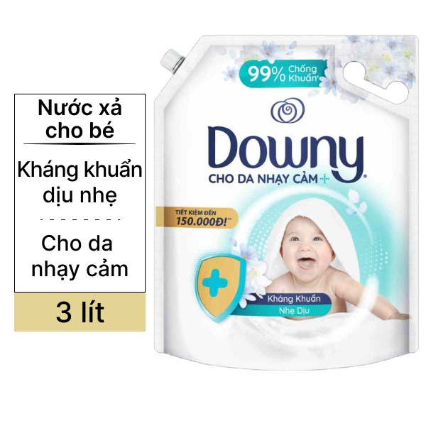 Nước xả cho bé Downy kháng khuẩn dịu nhẹ túi 3 lít