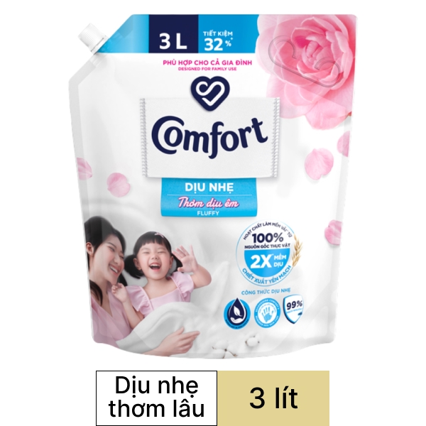 Nước xả vải Comfort dịu nhẹ thơm dịu êm 3 lít