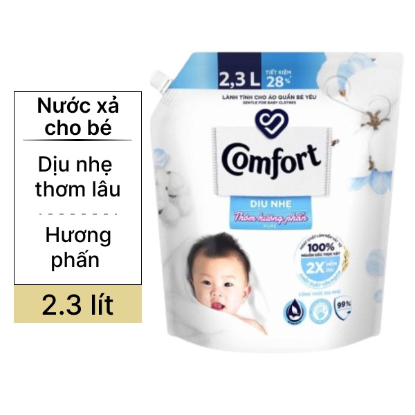 Nước xả vải Comfort cho da nhạy cảm hương phấn túi 2.3 lít
