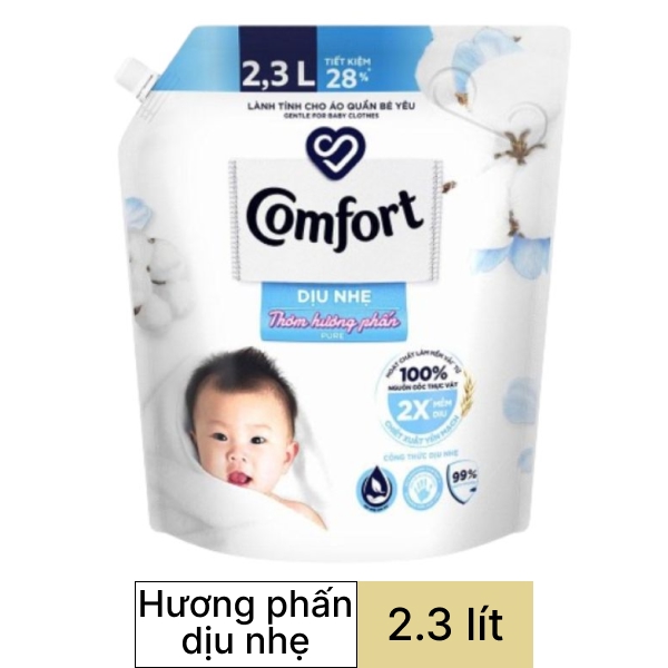 Nước xả vải Comfort cho da nhạy cảm hương phấn túi 2.3 lít