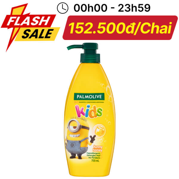 Tắm gội 3in1 Palmolive Kids Minion mật ong 700ml