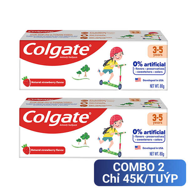 2 tuýp kem đánh răng Colgate 3-5 tuổi hương dâu 80g