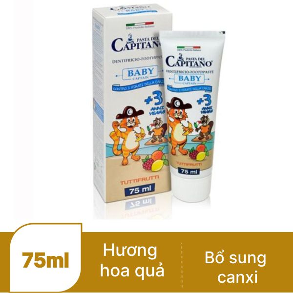 Kem đánh răng cho trẻ em Pasta Del Capitano hương hoa quả 75ml