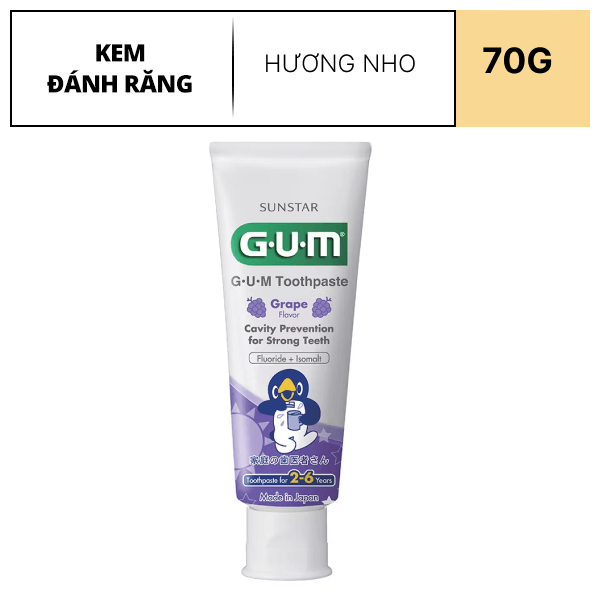 Kem đánh răng cho bé từ 2 - 6 tuổi Sunstar hương nho 70g