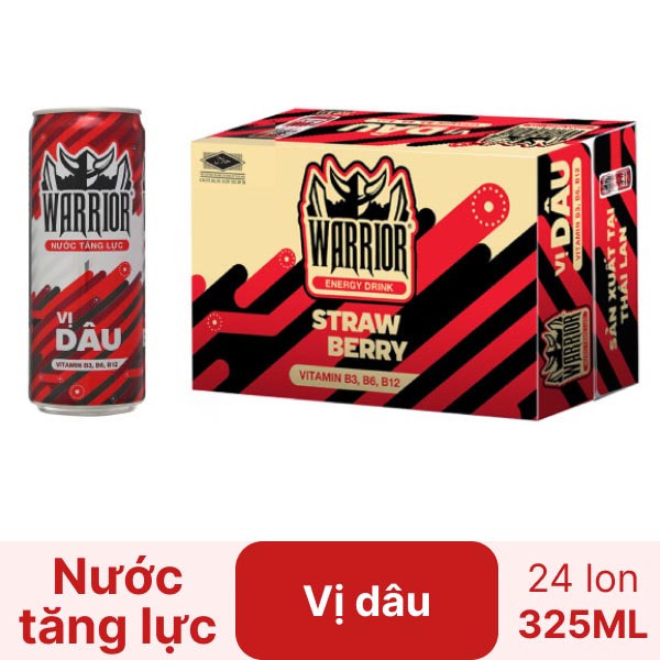 Thùng 24 lon Warrior dâu 325ml