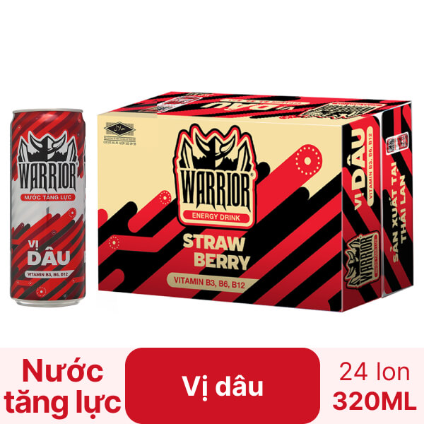 Thùng 24 lon Warrior dâu 320ml