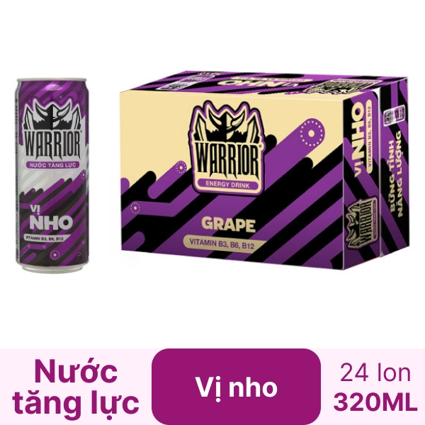 Thùng 24 lon Warrior nho 320ml