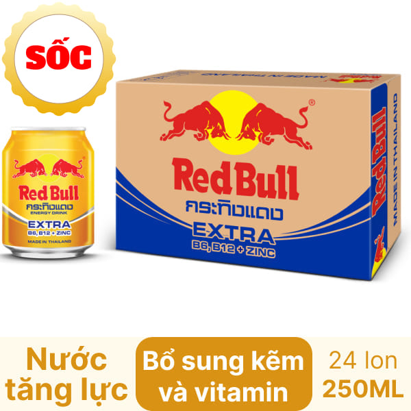 Thùng 24 lon Redbull Thái kẽm và vitamin 250ml