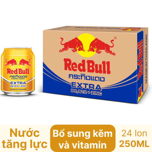 Thùng 24 lon Redbull Thái kẽm và vitamin 250ml