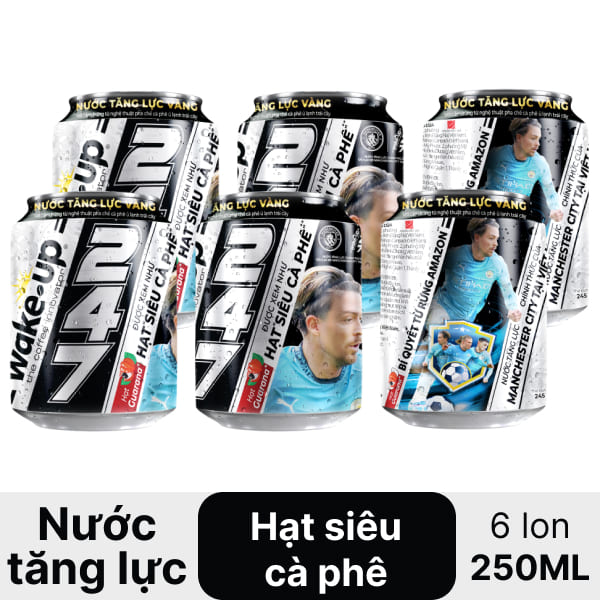 Lốc 6 lon nước tăng lực Wake Up 247 Amazon Guarana 250ml