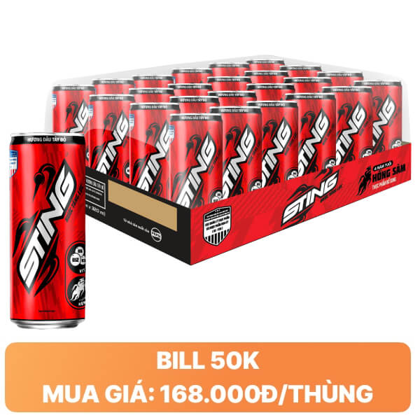 Khay 24 lon Sting dâu 320ml